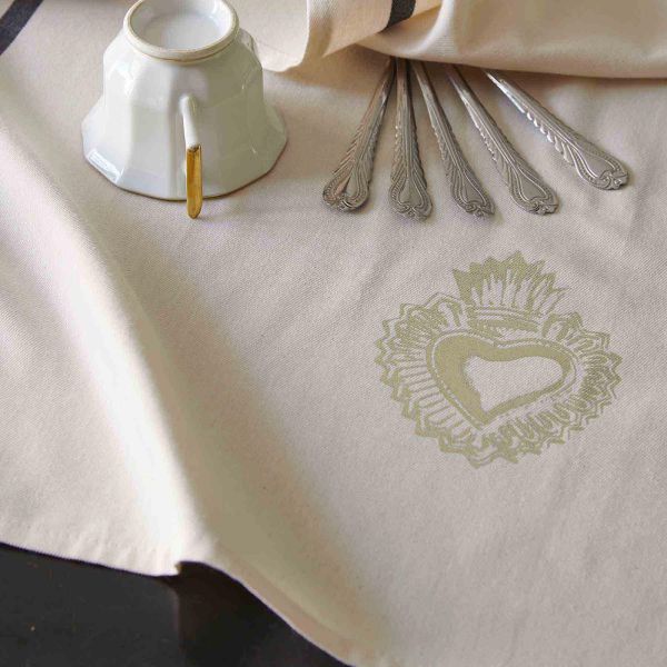 Torchon Bon cœur Or 70 x 50