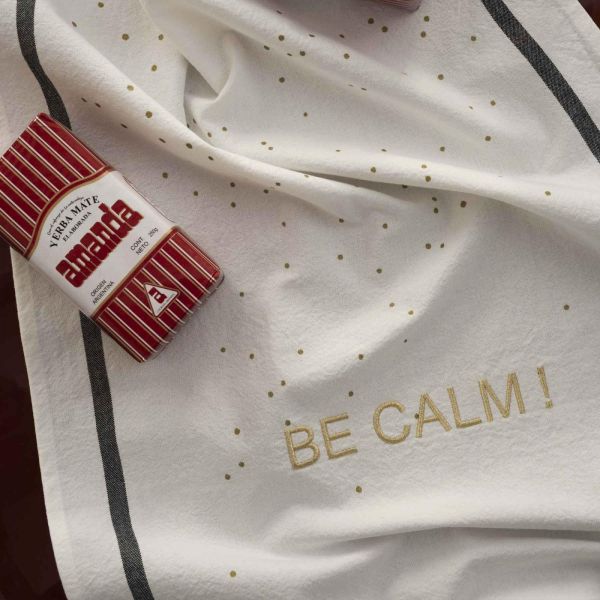Torchon Be calm Or Blanc 80 x 50