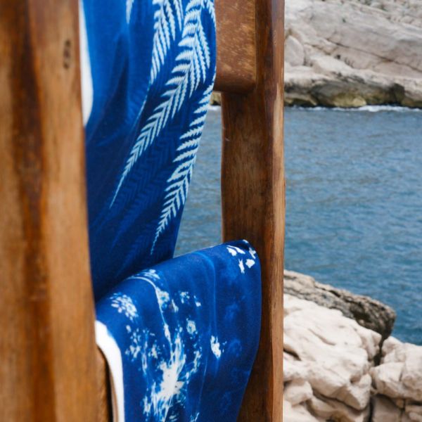 Torchon Fleurs de carotte Bleu 70 x 50